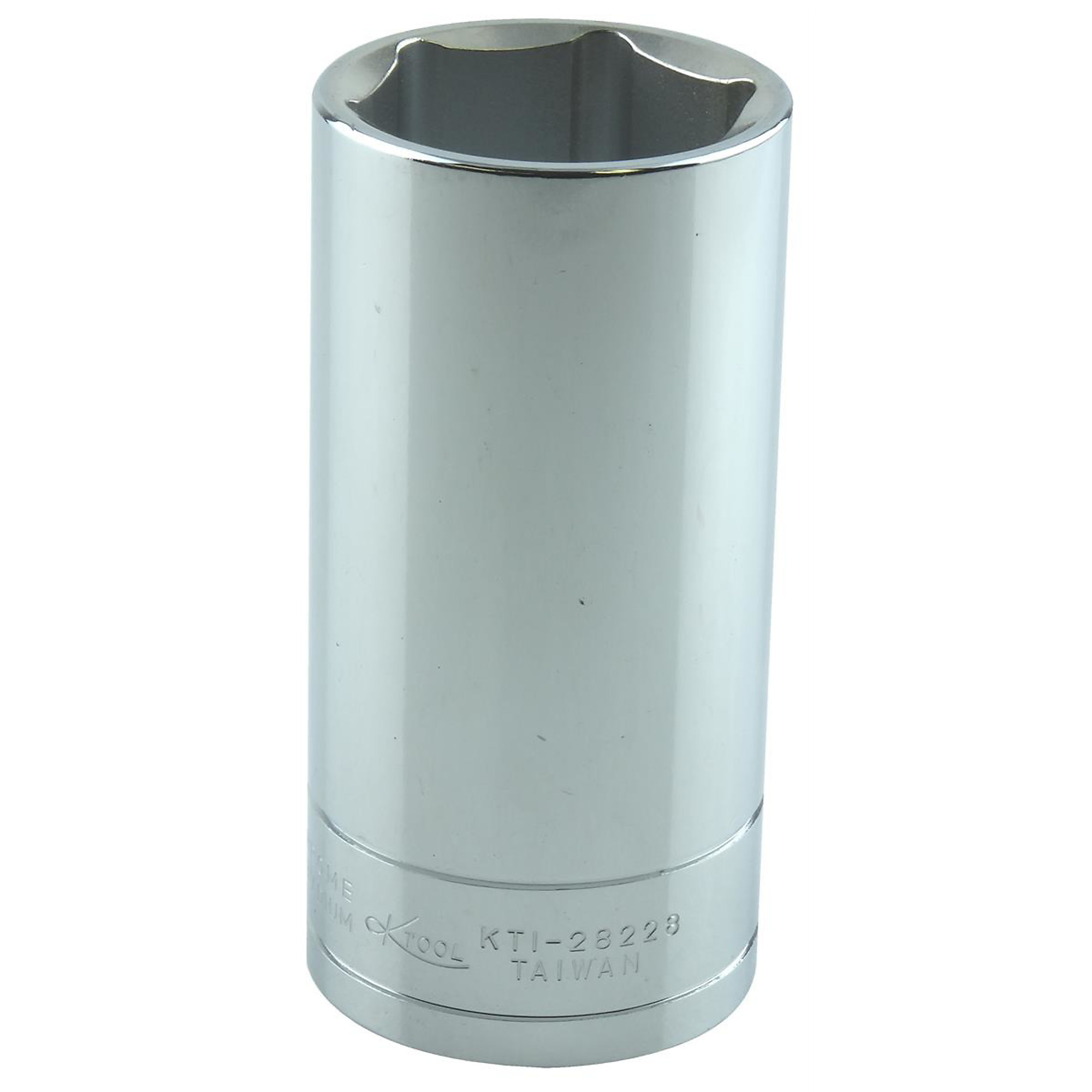 K Tool International Deep Socket — 28mm, 1/2in. Drive, 6-Point, Chrome Vanadium Steel, Model# KTI28228